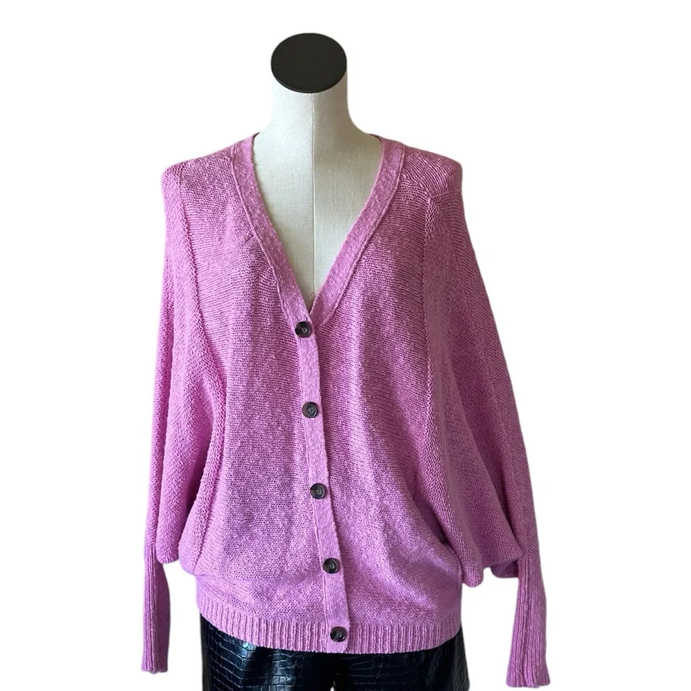 NWT RUBY MOON. COTTON SLOUCHY BOXY DROP SHOULDER CARDIGAN SWEATER Oversize - Picture 5 of 9